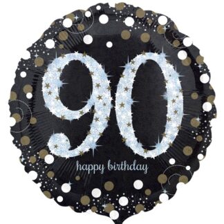 Age 90 Birthday Black and Gold Balloon - 18" Foil eol