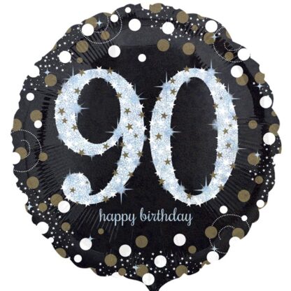Age 90 Birthday Black and Gold Balloon - 18" Foil eol