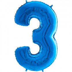 Blue Number 3 Balloon - 26" Foil