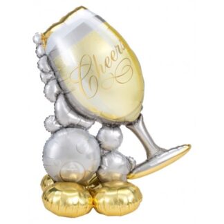 Bubbly Wine Glass AirLoonz Large Balloon - Foil 41" x 51"/104 cm x 130 cm
