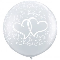 Diamond Clear Entwined Hearts Balloons - 36" Latex (2ct)