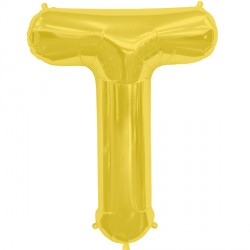 Gold Letter 'T' Balloon – 16 Foil