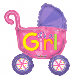 Baby Stroller Girl Self Sealing Mini Shape Balloon - Foil air filled 14"