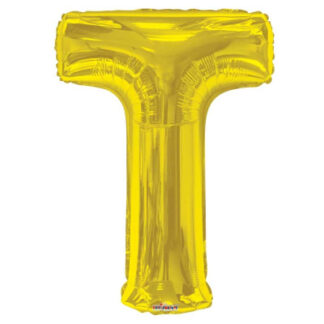 Gold Letter 'T' Balloon - 34" Foil