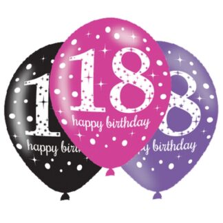 Age 18 Birthday Pink Celebration Balloons - 11" Latex (6ct)