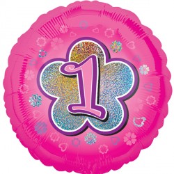 Age 1 Pink Flower Standard Balloon - 18" Foil