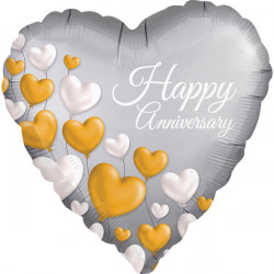 Platinum Hearts Anniversary Balloon - 18" Foil