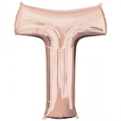 Rose Gold Letter 'T' Balloon - 34" Foil