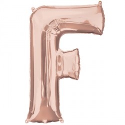 Rose Gold Letter 'F' Balloon - 34" Foil