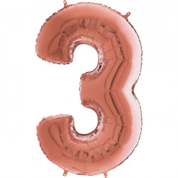 Rose Gold Number 3 Balloon - 26" Foil