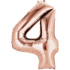 Rose Gold Number 4 Balloon - 34" Foil