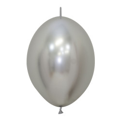 Reflex 981 Silver Link-O-Loon Balloons - 6" Latex (50ct)