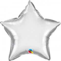 Silver Chrome Star Balloon - 20" Foil