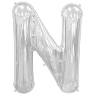 Silver Letter 'N' Balloon - (16"/40cm) Foil
