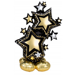 Black & Gold Star Cluster Airloonz - (34" x 59")
