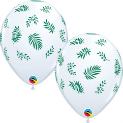 White Tropical Greenery Balloons - 11" Latex (25ct)