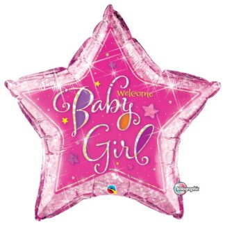 Welcome Baby Girl Star Balloon - Foil 36"