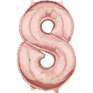 Rose Gold Number 8 Balloon - 26″ Foil