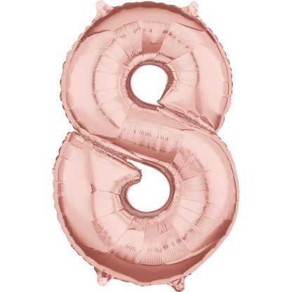 Rose Gold Number 8 Balloon - 26″ Foil