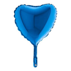 Mini Blue Heart Shape Air-Filled Balloon – 9″ Foil