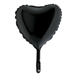 Mini Black Heart Shape Air-Filled Balloon – 9″ Foil