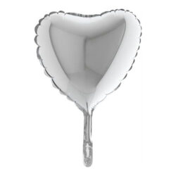 Mini Silver Heart Shape Air-Filled Balloon – 9″ Foil