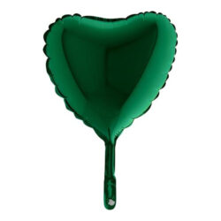 Mini Dark Green Heart Shape Air-Filled Balloon – 9″ Foil