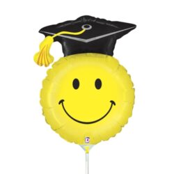 Mini Graduation Smiley Shape Air-Filled Balloon – 14″ Foil