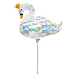 Mini Pastel Swan Iridescent Shape Balloon - Foil