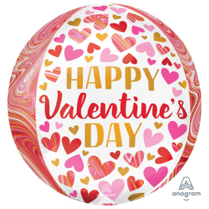 Happy Valentine's Day Marbling Orbz Balloon - (15"x16") Foil