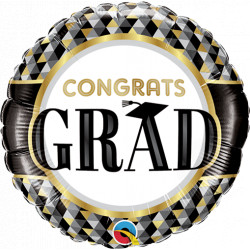 Mini Black & Gold Patterns Graduation Shape Air-Filled Balloon – 9″ Foil