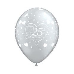 Silver 25th Anniversary Balloons - 11" Latex (6ct)