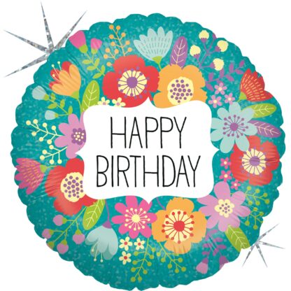 Wildflower Birthday Holographic Balloon - 18" Foil unpackaged