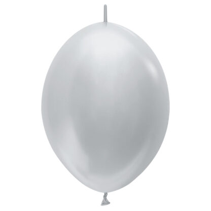 Satin 481 Silver Link-O-Loon Balloons - 6" Latex (100ct)