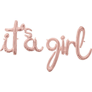 "It's A Girl" Rose Gold Script Phrase Balloon - Foil