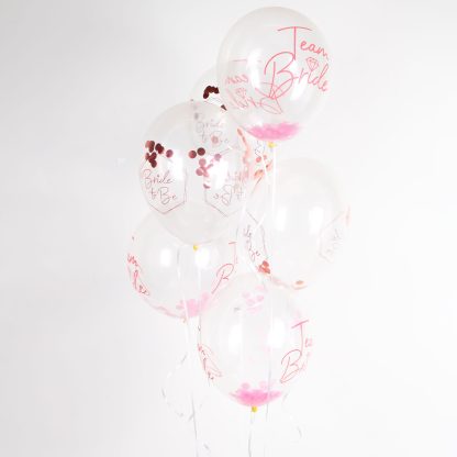 Team Bride 1 Colour Print Latex Balloons With Confetti Filling - 11" Latex (6ct) - Image 2