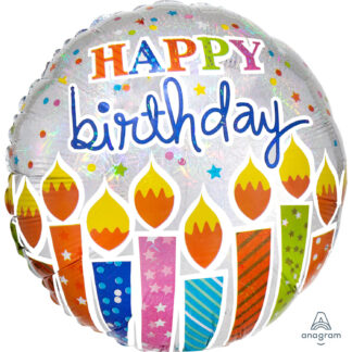 Shimmer Happy Birthday Candles Holographic Balloon - 18" Foil