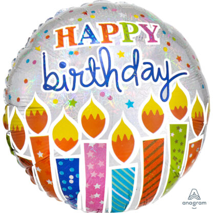 Shimmer Happy Birthday Candles Holographic Balloon - 18" Foil