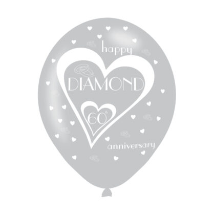 Diamond 60th Anniversary Balloons - 11" Latex (6ct)