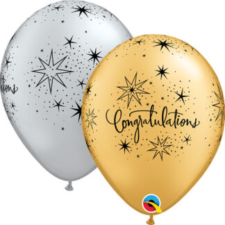 Gold & Silver Congratulations Elegant Balloon - 11" Latex (25ct)