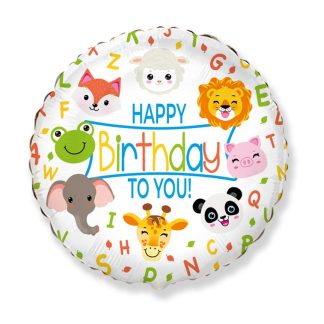 Happy Birthday Animals Balloon - 18" Foil Unpackaged