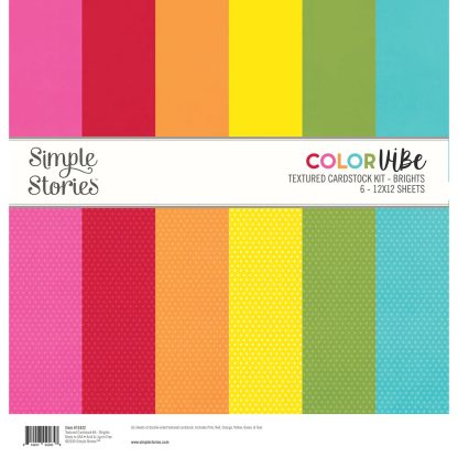 Simple Stories Color Vibe Textured Cardstock Brights - (12"x12")