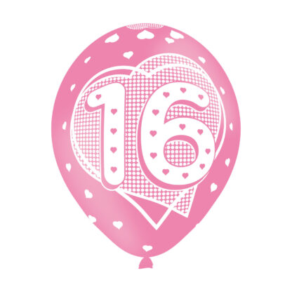 Age 16 Pink Latex Balloons - 11" Latex (6ct)