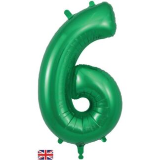 Green Number 6 Balloon - 34" Foil