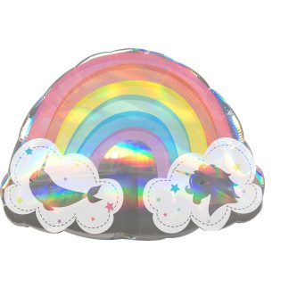 Magical Rainbow Holographic Supershape Balloon - (28" x 20") Foil
