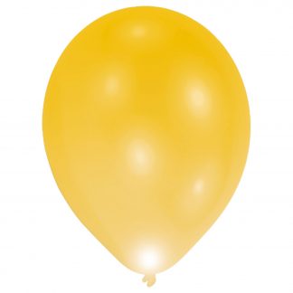 LED Latex Balloons Gold 11"/27cm - 1 PKG/5