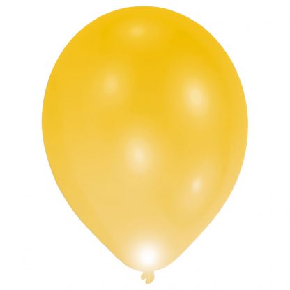 LED Latex Balloons Gold 11"/27cm - 1 PKG/5
