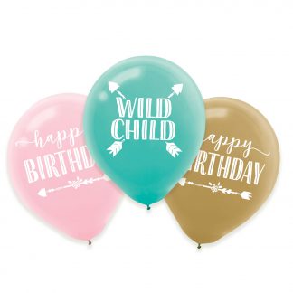 Boho Girl Birthday Latex Balloons 11"/28cm - 1 PKG/6