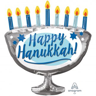 Happy Hanukkah Menorah SuperShape  - Foil 26"/66cm x 29"/73cm