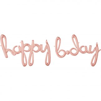 "Happy Bday" Rose Gold Script Phrase - Foil